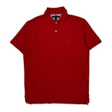 Tommy Hilfiger Polo Shirt - Large Red Cotton
