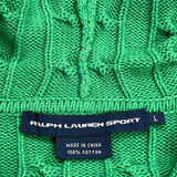Ralph Lauren Sport Cable Knit Hoodie - Large Green Cotton