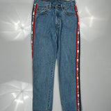 501 Levis Striped Jeans - 27W US 4 Light Wash Cotton