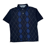 Tommy Hilfiger Argyle Polo Shirt - Large Navy Cotton