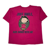 Single Stitch Snoopy Cartoon T-Shirt - XL Pink Cotton