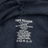 True Religion Contrast Stitch Hoodie - Large Blue Cotton Blend