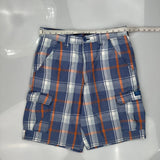 Wrangler Checked Cargo Shorts - 30W 10L Blue Cotton