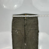 Carhartt Slim Fit Carpenter Trousers - 30W UK 10 Grey Cotton Blend