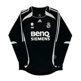 David Beckham Real Madrid Adidas 2006-07 Away Long Sleeve Football Shirt - Large Black Polyester
