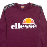 ELLESSE Womens T-Shirt Maroon Long Sleeve Crew Neck UK 10