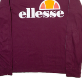 ELLESSE Womens T-Shirt Maroon Long Sleeve Crew Neck UK 10
