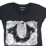 TRUE RELIGION Womens T-Shirt Black S