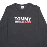TOMMY HILFIGER Mens T-Shirt Black Long Sleeve S