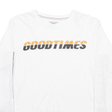 TOMMY HILFIGER Crop Womens T-Shirt White Long Sleeve S