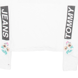 TOMMY HILFIGER Crop Womens T-Shirt White Long Sleeve S