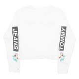 TOMMY HILFIGER Crop Womens T-Shirt White Long Sleeve S