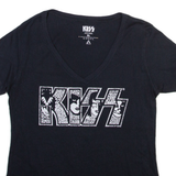 KISS Womens Band T-Shirt Black V-Neck XL