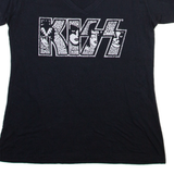 KISS Womens Band T-Shirt Black V-Neck XL