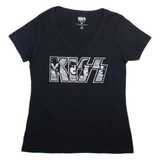 KISS Womens Band T-Shirt Black V-Neck XL