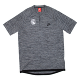 NIKE Mens T-Shirt Grey Button Neck M