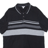 CALVIN KLEIN Mens Polo Shirt Black Striped XL