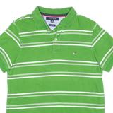 TOMMY HILFIGER Mens Polo Shirt Green Striped M