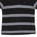 TOMMY HILFIGER Mens Polo Shirt Black Striped M
