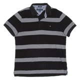 TOMMY HILFIGER Mens Polo Shirt Black Striped M