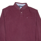 TOMMY HILFIGER Mens Polo Shirt Maroon Long Sleeve 2XL