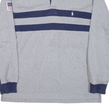 POLO SPORT RALPH LAUREN Mens Polo Shirt Grey Striped Long Sleeve L
