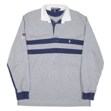 POLO SPORT RALPH LAUREN Mens Polo Shirt Grey Striped Long Sleeve L