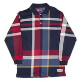 CHAPS RALPH LAUREN Mens Polo Shirt Blue Check Long Sleeve L