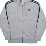 ADIDAS Mens Grey Hoodie Full Zip S