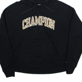 CHAMPION Cheetah Print Womens Black Hoodie L