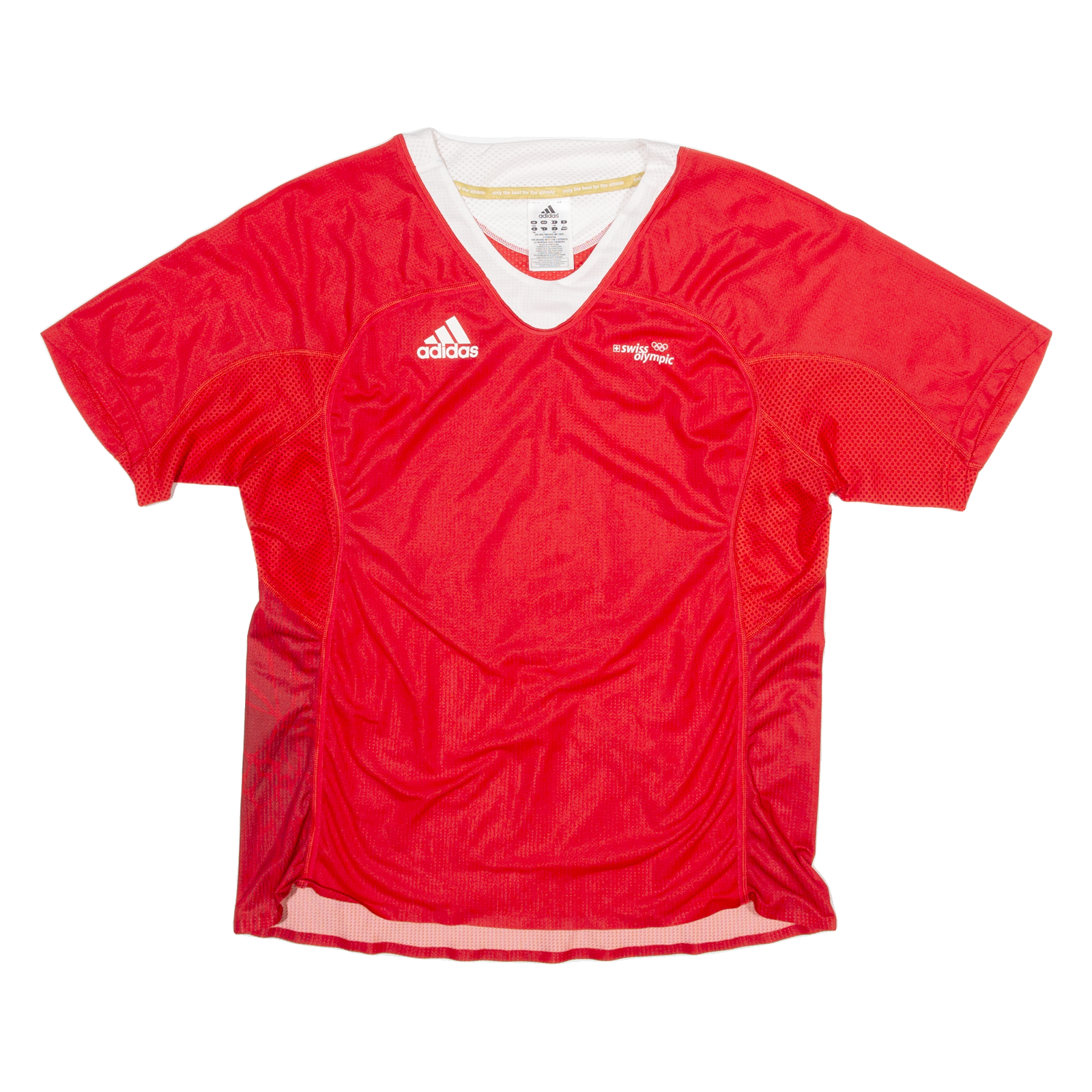ADIDAS Swiss Olympic Mens T-Shirt Red V-Neck M