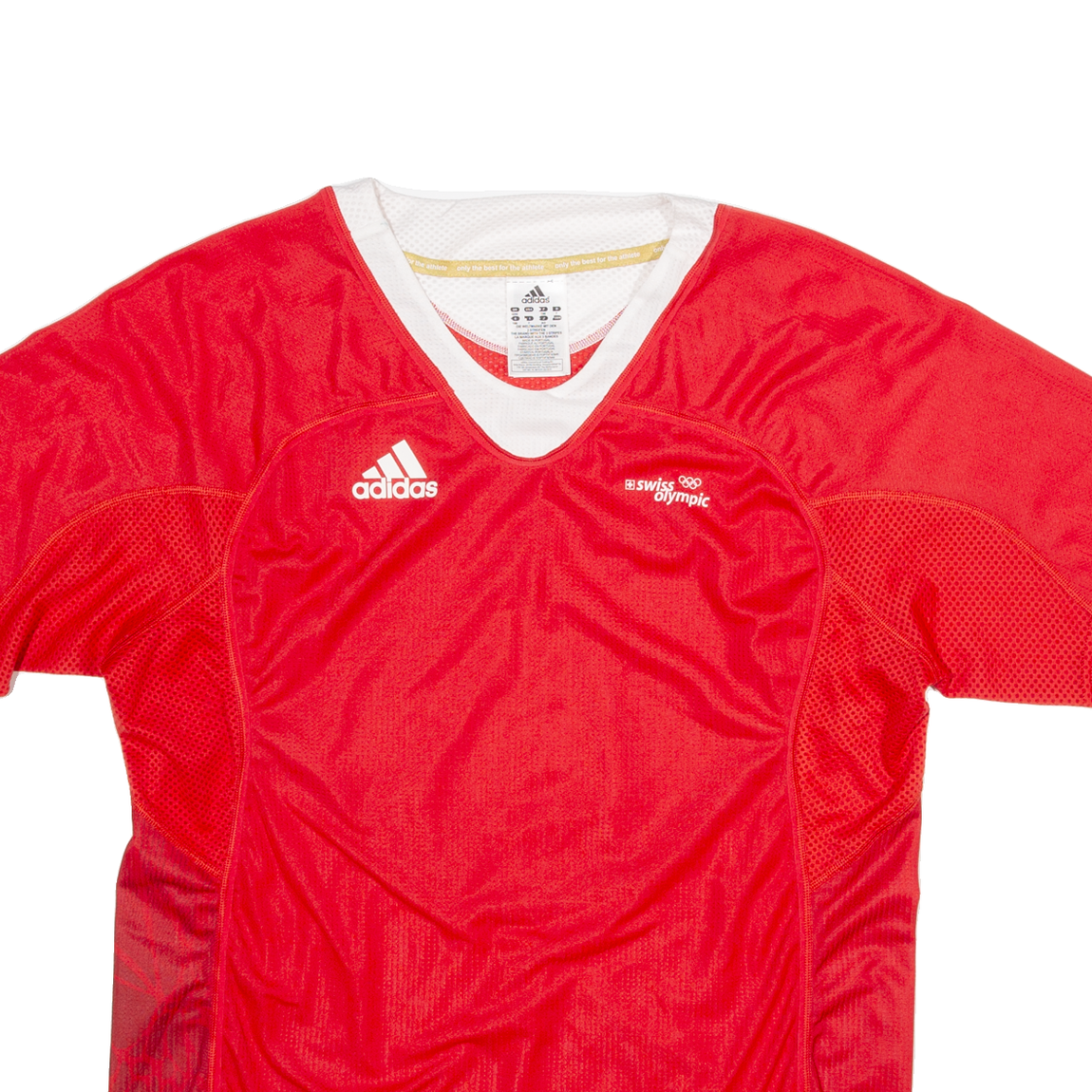 ADIDAS Swiss Olympic Mens T-Shirt Red V-Neck M