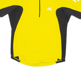 ADIDAS Cycling Mens Jersey Yellow 1/4 Zip L