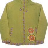 Womens Coat Green Hooded Geometric M