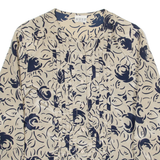 RUSS Womens Printed Shirt Beige Long Sleeve 90s Floral M