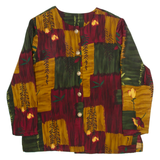 ELISABETH WILLIAMS Womens Printed Blouse Brown Long Sleeve Crazy Pattern M