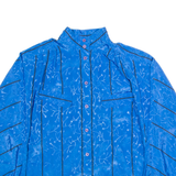 LATERINA Womens Shirt Blue Button Neck Long Sleeve Floral M