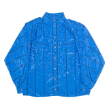 LATERINA Womens Shirt Blue Button Neck Long Sleeve Floral M