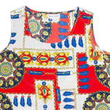 GRAVER STUDIO Womens Printed Blouse Red Sleeveless Crazy Pattern M