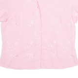 SARAH BENTLEY Petite Womens Blouse Pink V-Neck Floral M