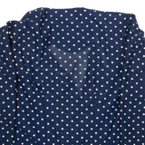 AMY-DEB Womens Printed Blouse Blue V-Neck 3/4 Sleeve Polka Dot M