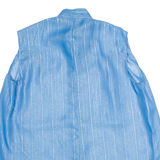 Womens Blouse Blue Button Neck Sleeveless Striped XL