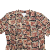 MAPSAY Womens Blouse Brown Crazy Pattern M