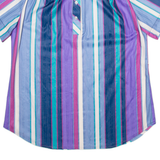 MAGGIE SWEET Womens Blouse Blue Button Neck Striped M