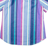 MAGGIE SWEET Womens Blouse Blue Button Neck Striped M