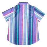 MAGGIE SWEET Womens Blouse Blue Button Neck Striped M