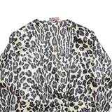 HELENE SIDEL Womens Wrap Blouse Beige V-Neck Long Sleeve Crazy Pattern M