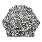 HELENE SIDEL Womens Wrap Blouse Beige V-Neck Long Sleeve Crazy Pattern M