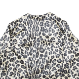 HELENE SIDEL Womens Wrap Blouse Beige V-Neck Long Sleeve Crazy Pattern M