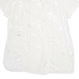 Womens Printed Blouse White V-Neck Viscose Floral UK 20